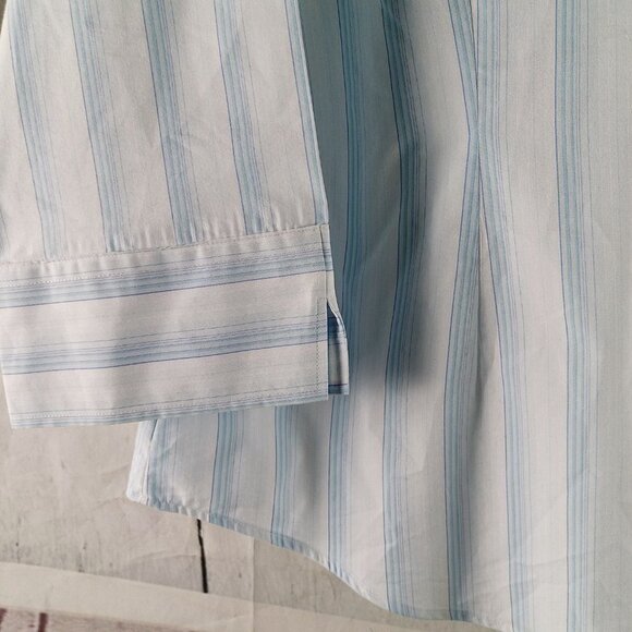 Lands'End Button Up Women Size 16R Cotton Blend Multicolor Striped Blouse Shirt - Picture 6 of 10